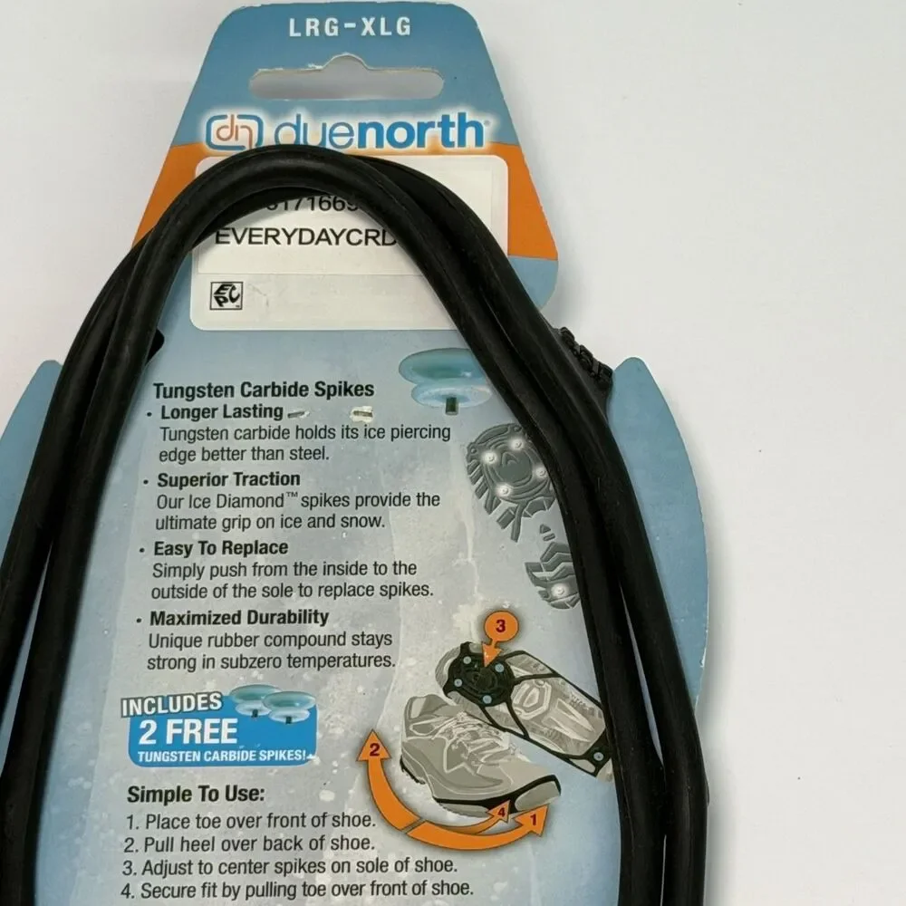 DueNorth Unisex Shoe Traction Aid For Snow and Ice L/XL w/ Spikes NWT